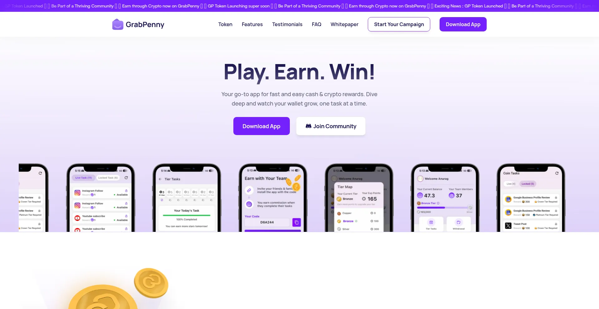 Website screenshot of Grabpenny.com