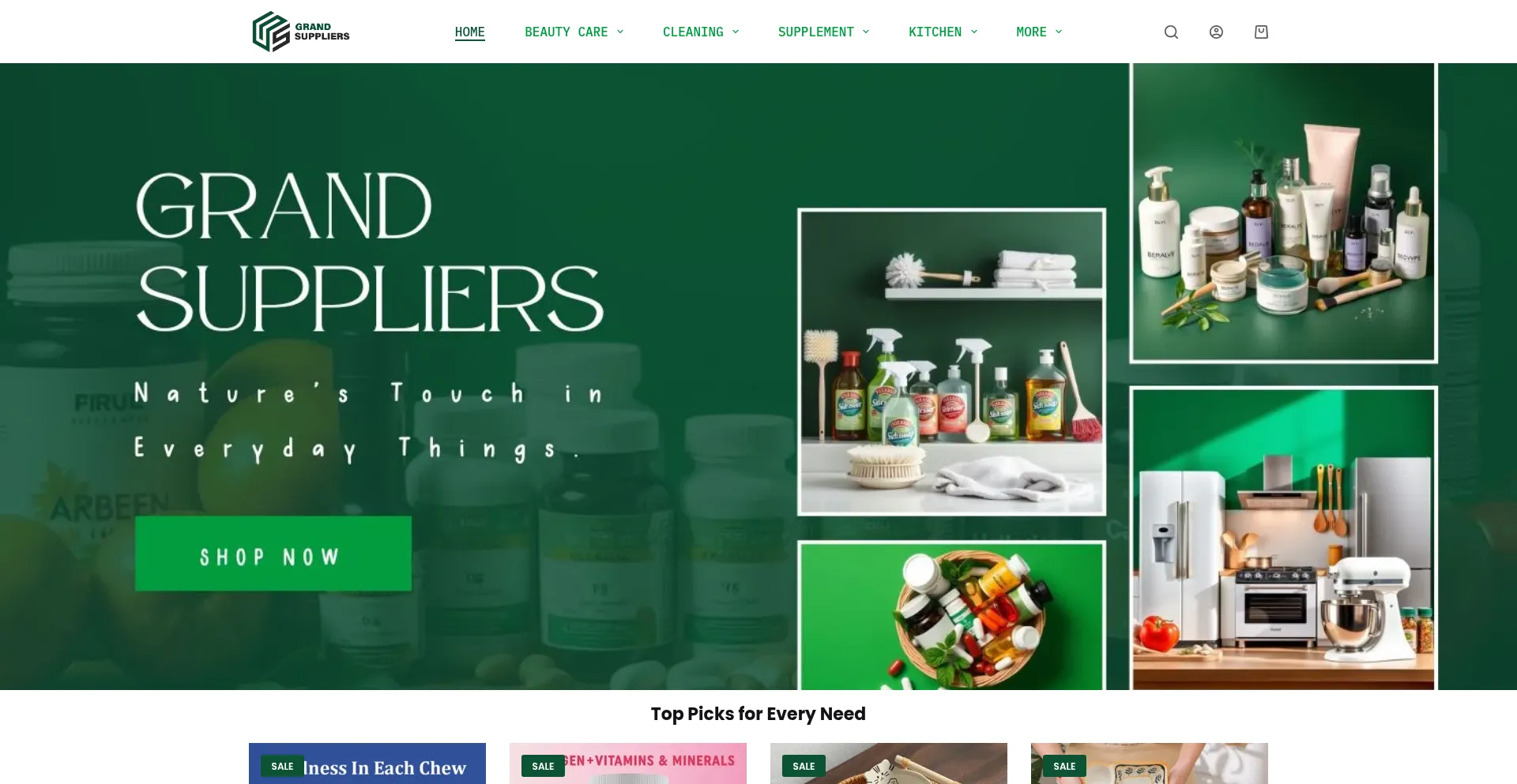 Website screenshot of Grandsuppliershop.com
