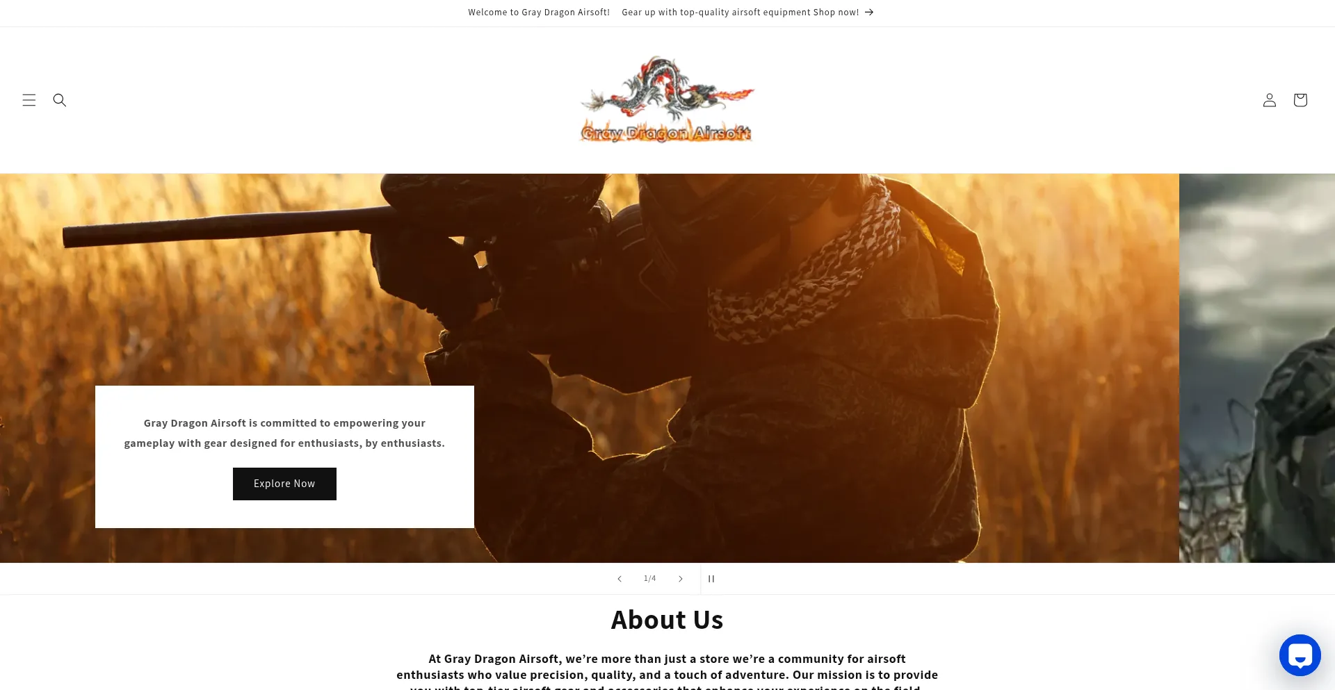 Website screenshot of Graydragonairsoft.com