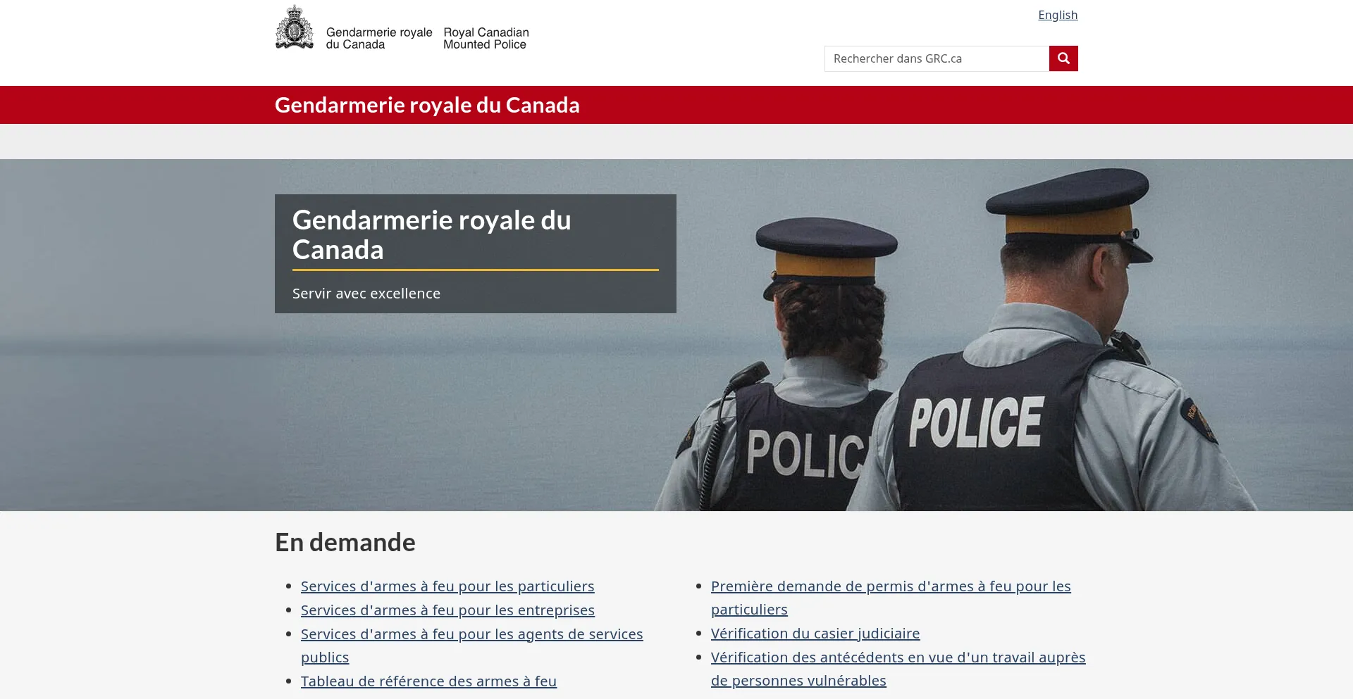 Website screenshot of Grc.gc.ca