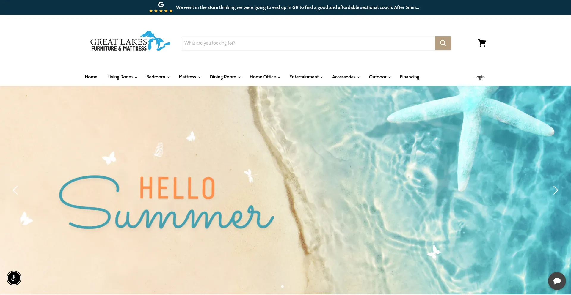 Website screenshot of Greatlakesfurnishings.com