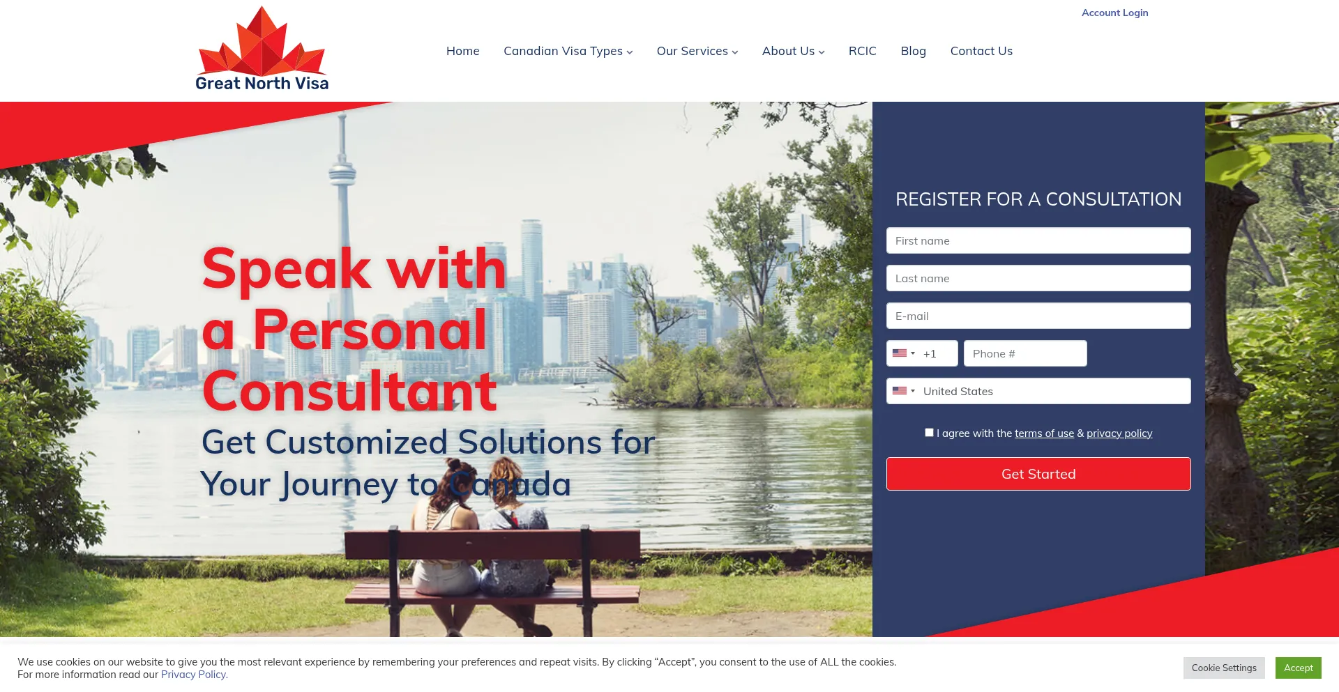 Website screenshot of Greatnorthvisa.com