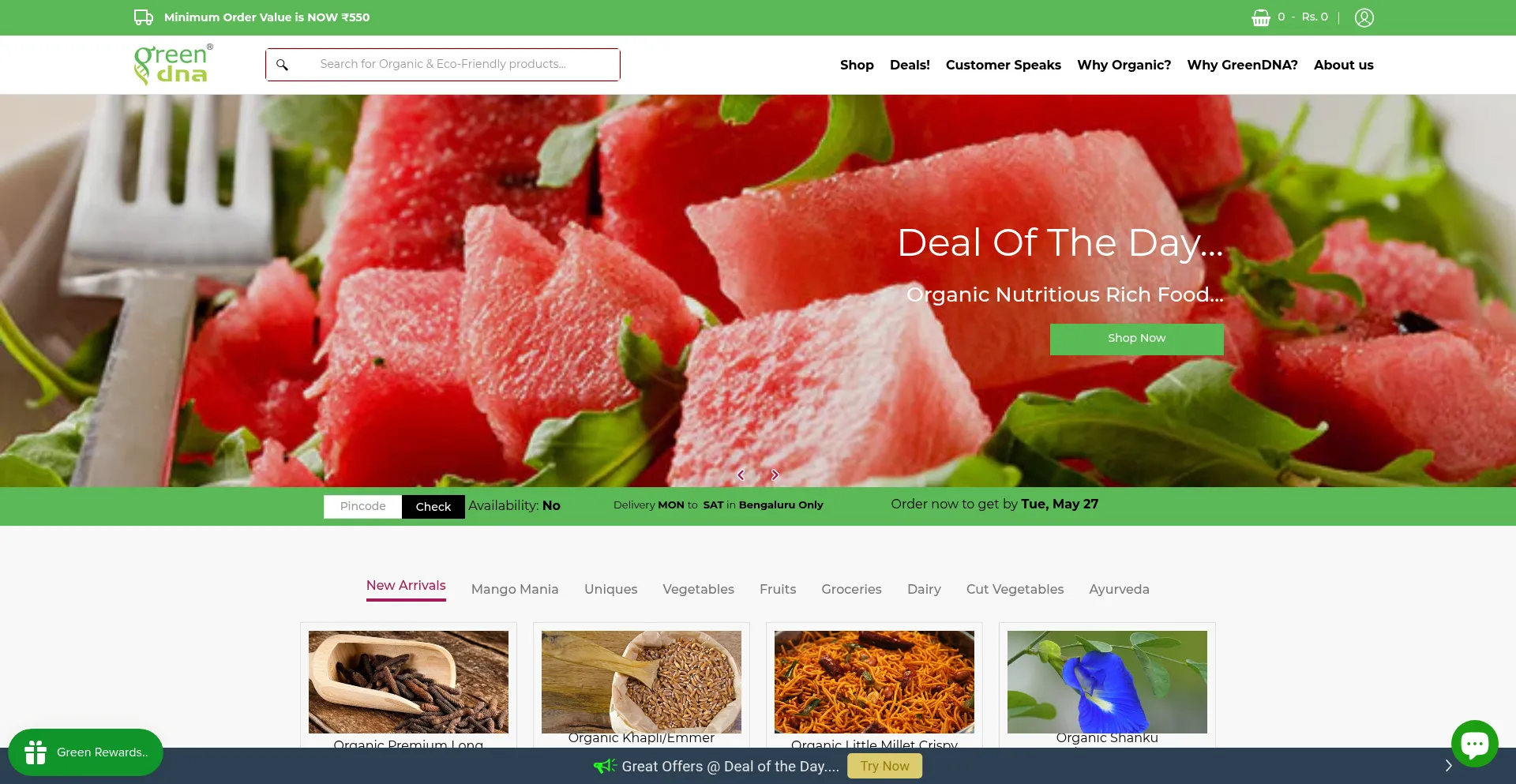 Website screenshot of Greendna.in