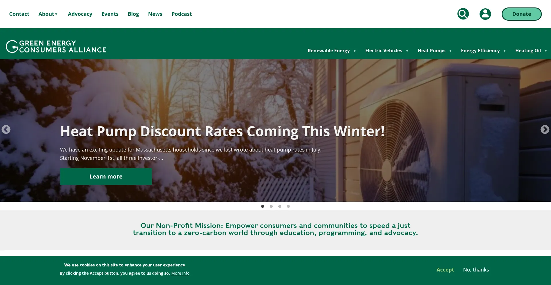 Website screenshot of Greenenergyconsumers.org