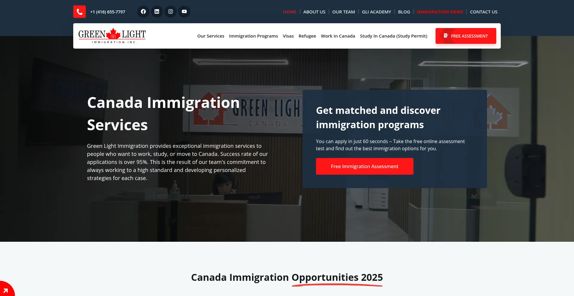 Website screenshot of Greenlightcanada.com