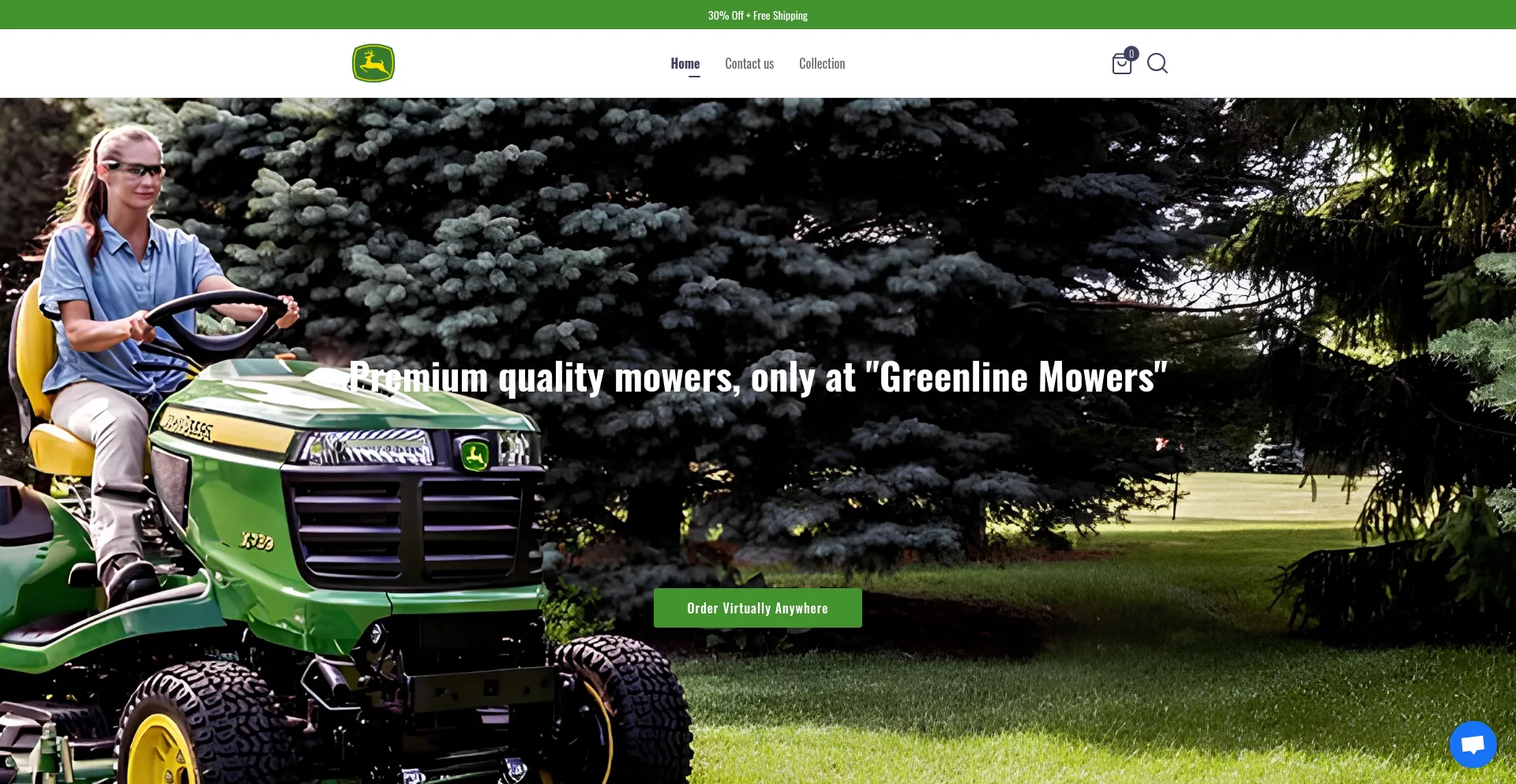 Website screenshot of Greenlinemowers.net