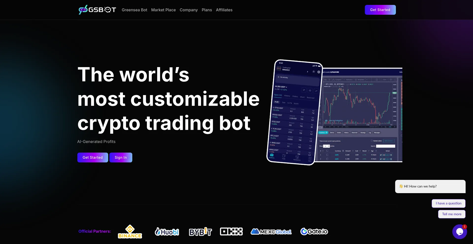 Website screenshot of Greenseabot.com