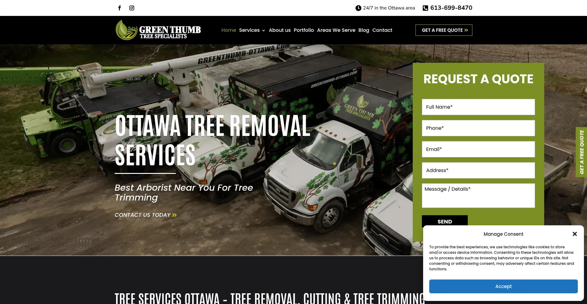 Website screenshot of Greenthumb-ottawa.com
