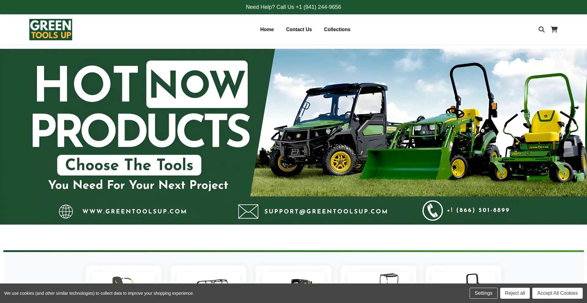 Website screenshot of Greentoolsup.com