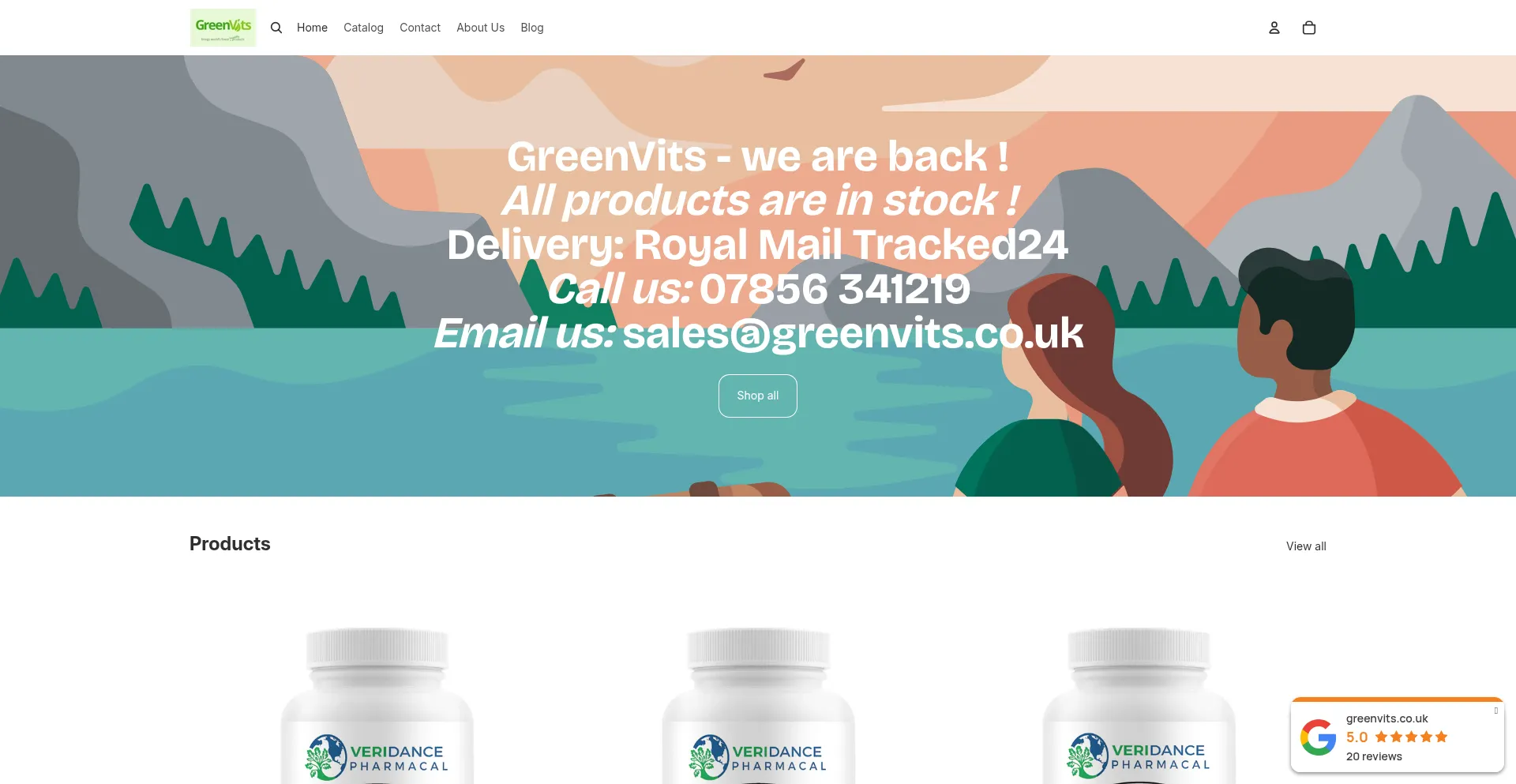 Website screenshot of Greenvits.co.uk