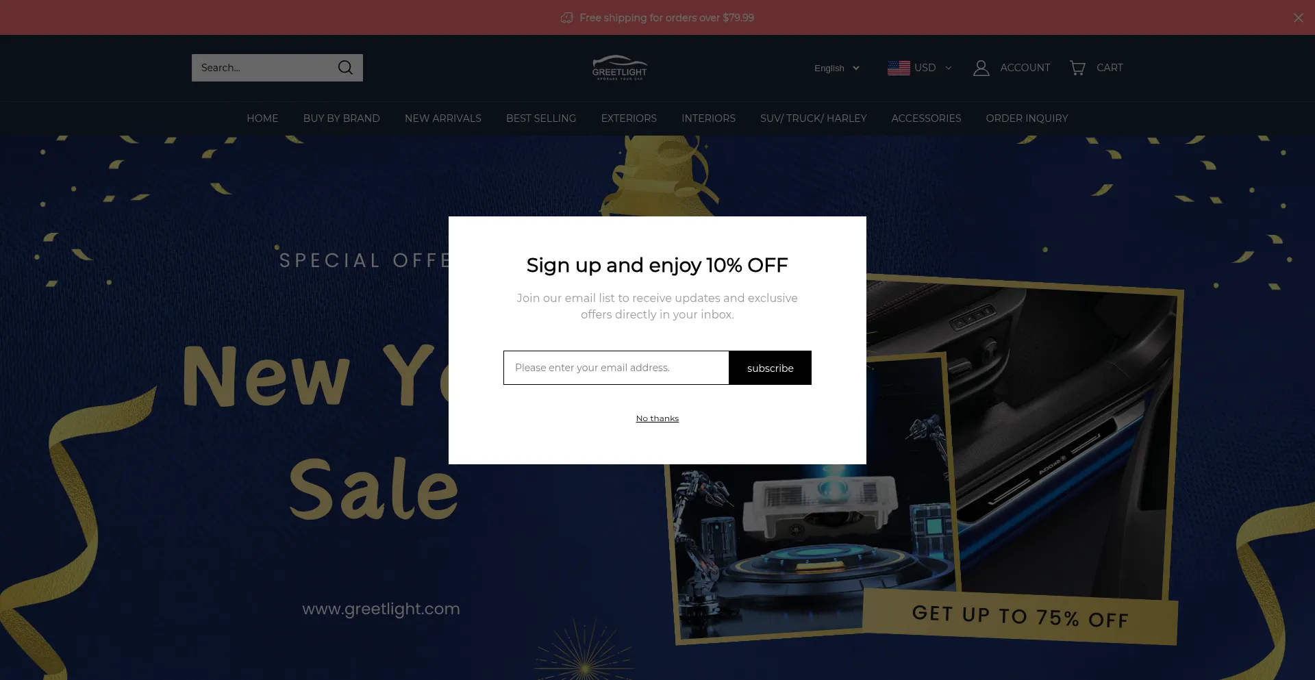 Website screenshot of Greetlight.com