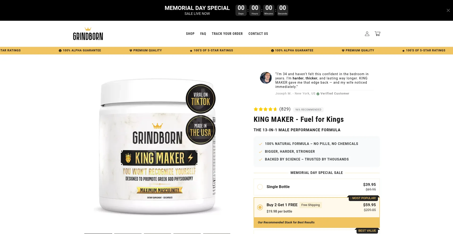 Website screenshot of Grindborn.store