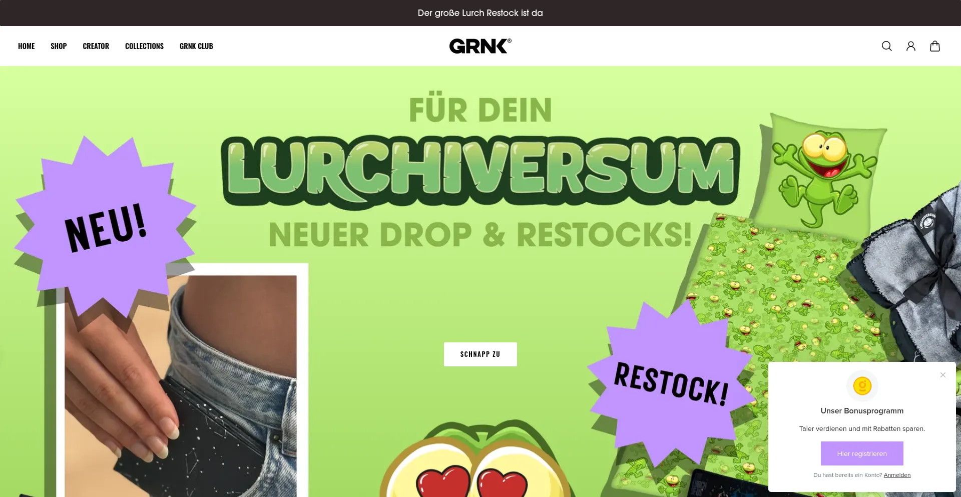 Website screenshot of Grnk.shop