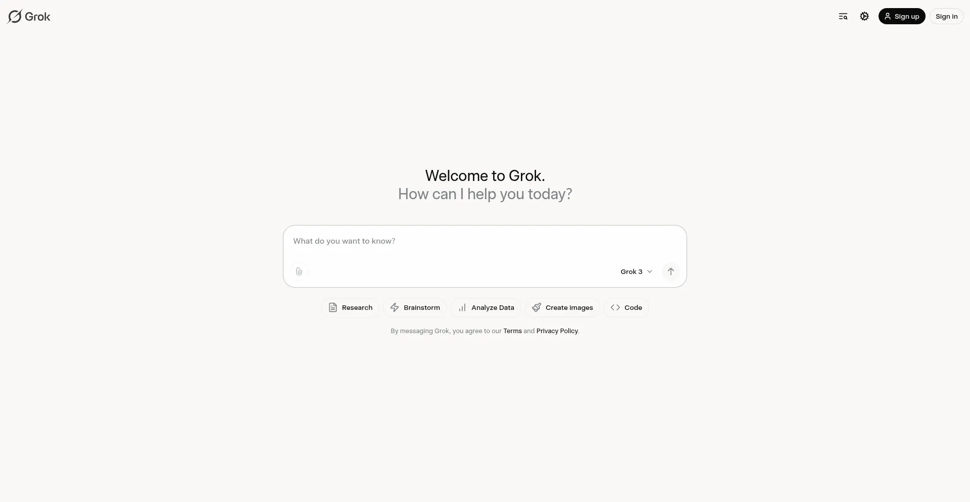 Website screenshot of Grok.com