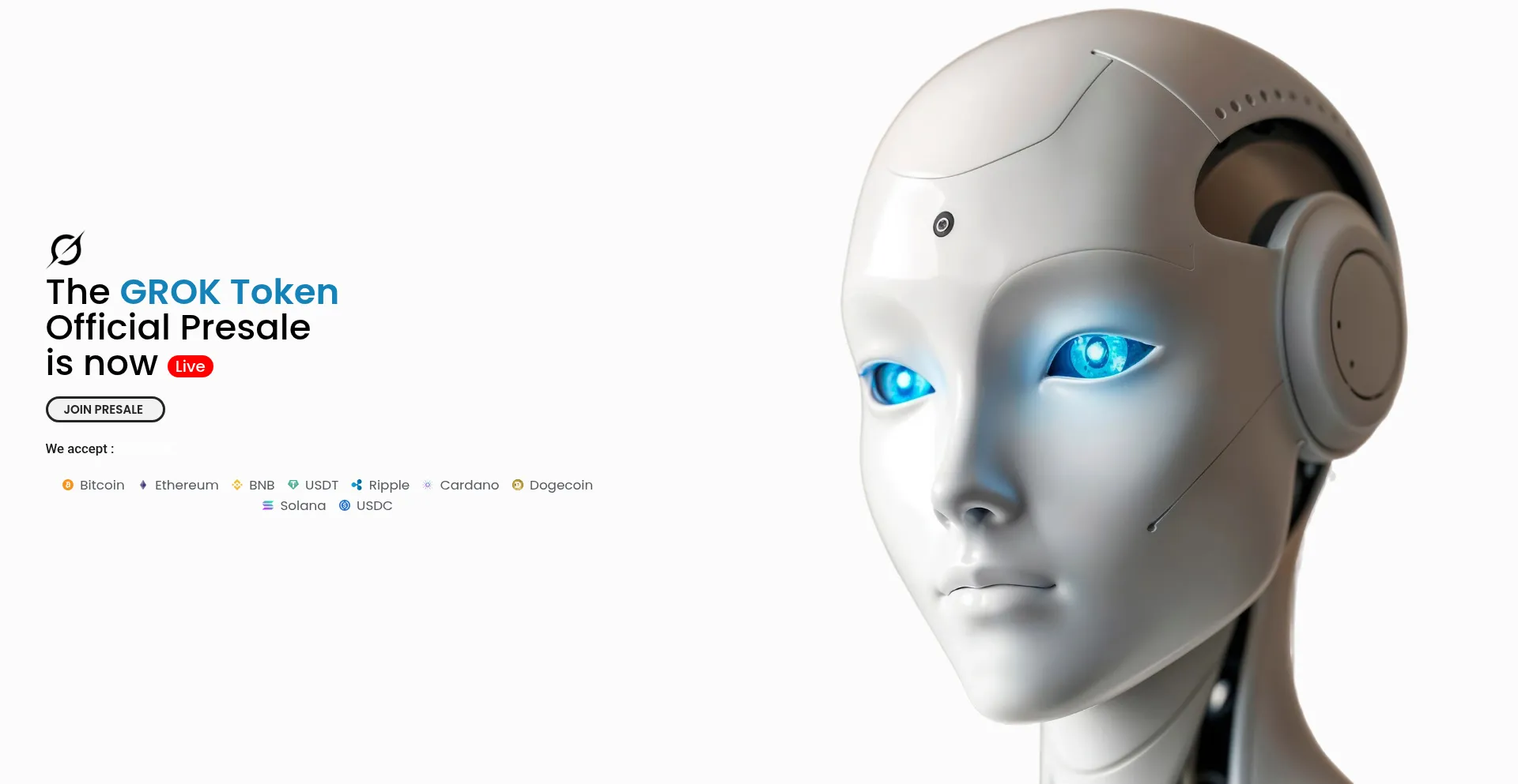 Website screenshot of Grok58k.com