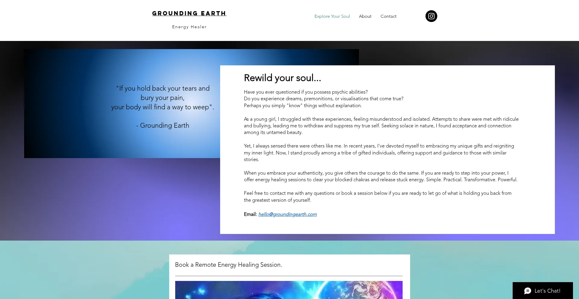 Website screenshot of Groundingearth.com