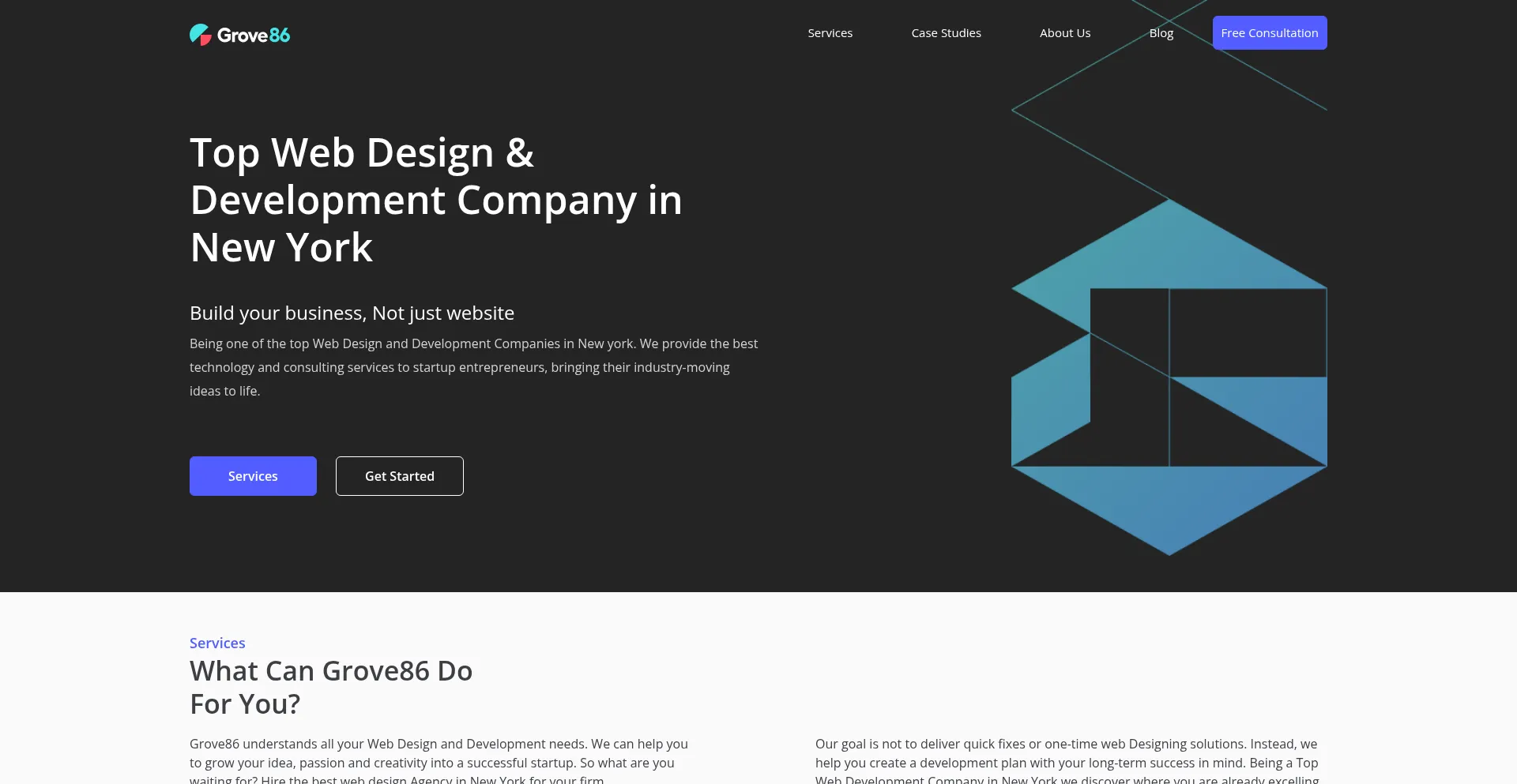 Website screenshot of Grove86.com