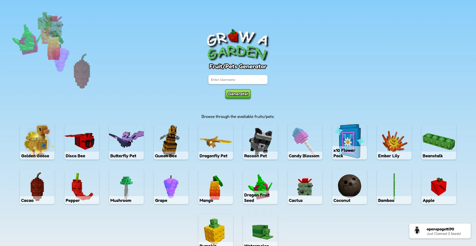 Website screenshot of Growaagarden.site