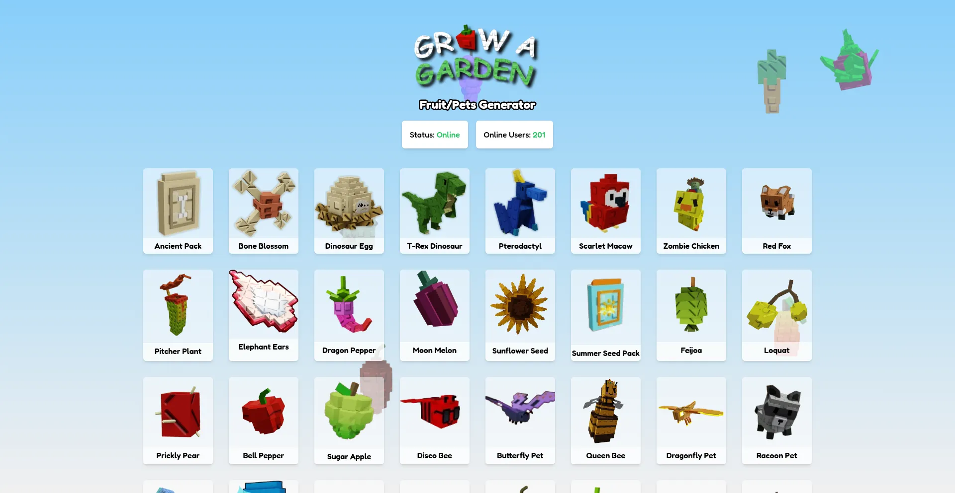 Website screenshot of Growagardenn.site