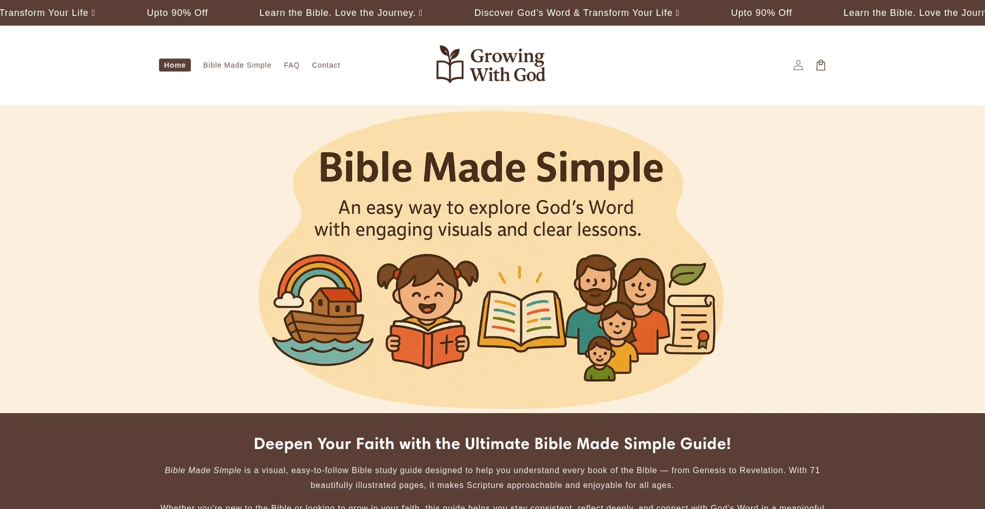 Website screenshot of Growingwithgod.store