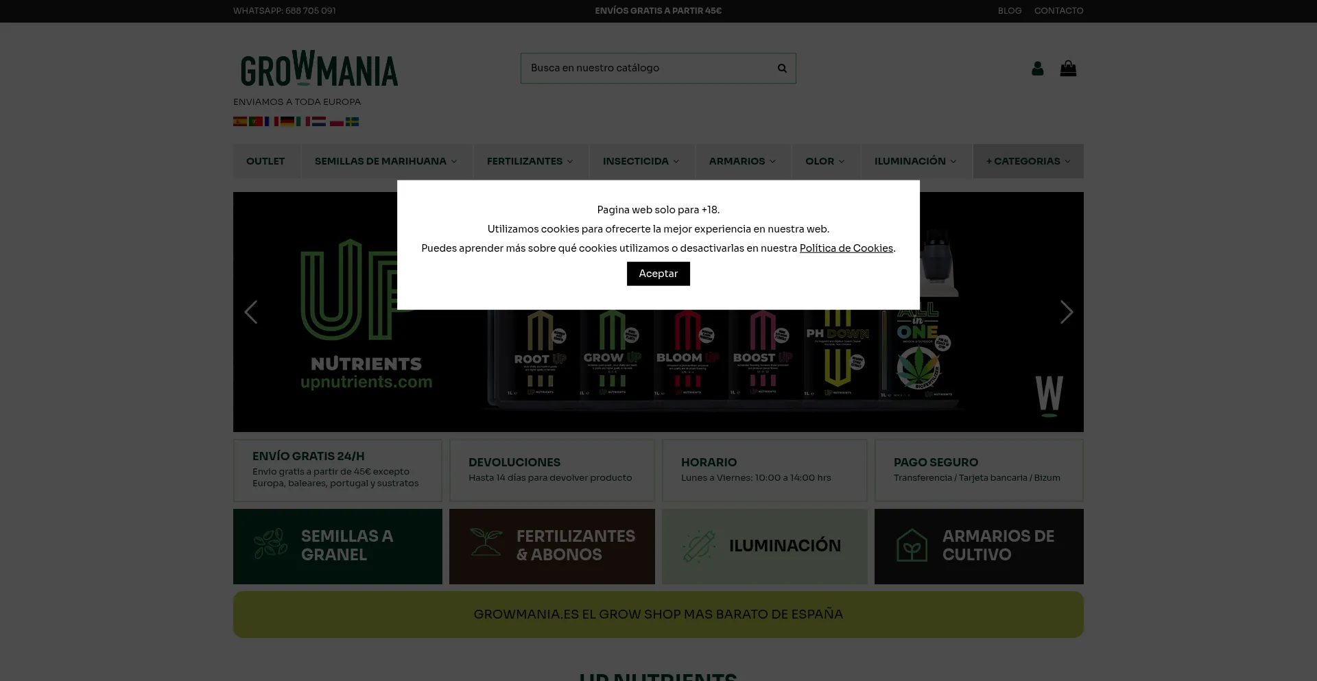 Website screenshot of Growmania.es