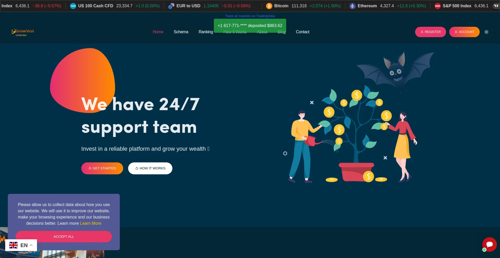 Website screenshot of Growvestunlimited.xyz