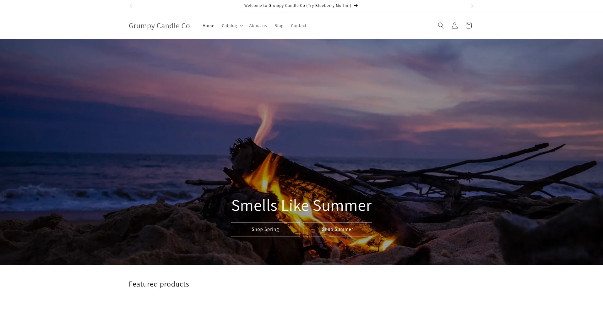 Website screenshot of Grumpycandlecompany.com