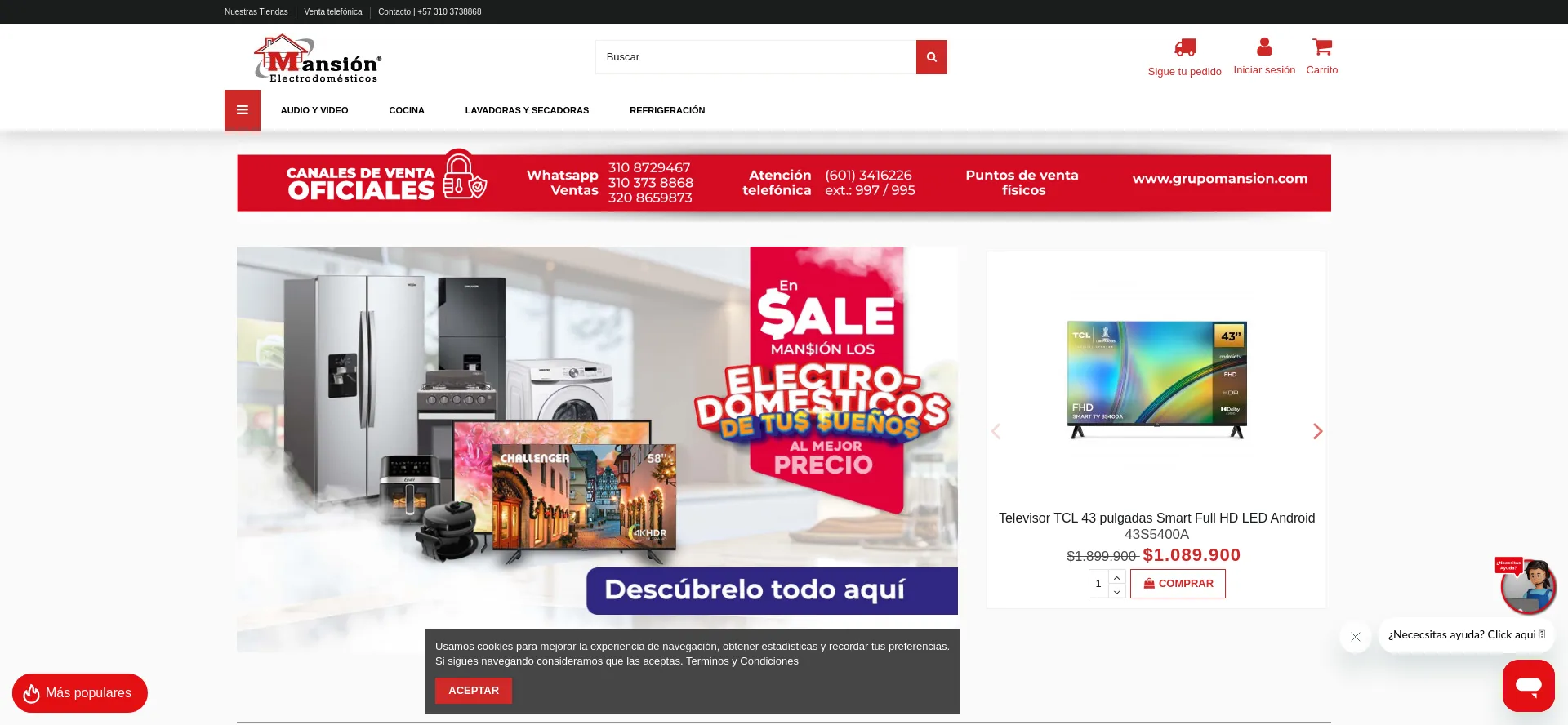 Website screenshot of Grupomansion.com