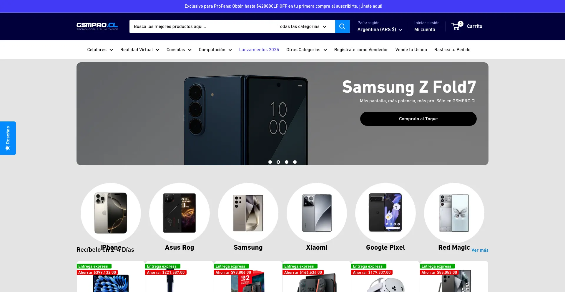 Website screenshot of Gsmpro.com.ar