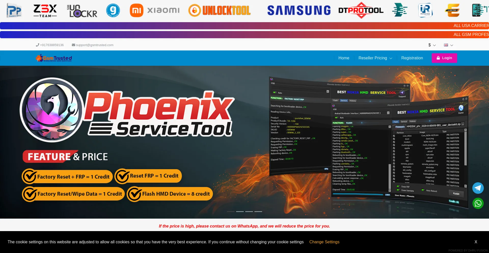 Website screenshot of Gsmtrusted.com