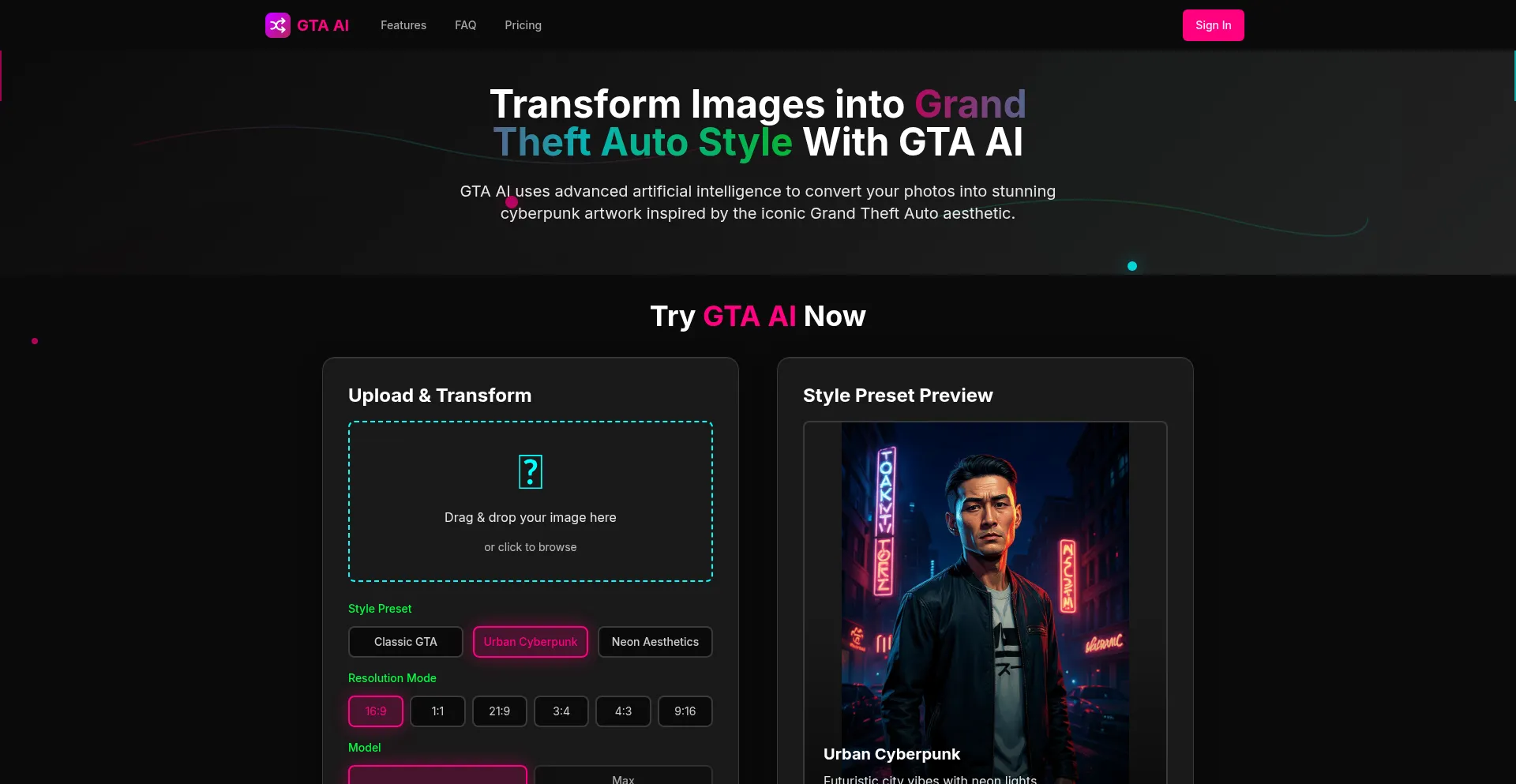 Website screenshot of Gtaai.io