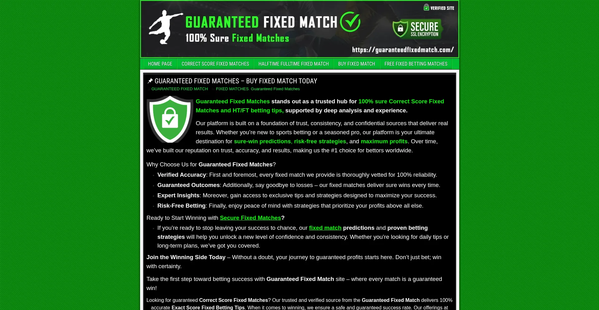 Guaranteedfixedmatch.com