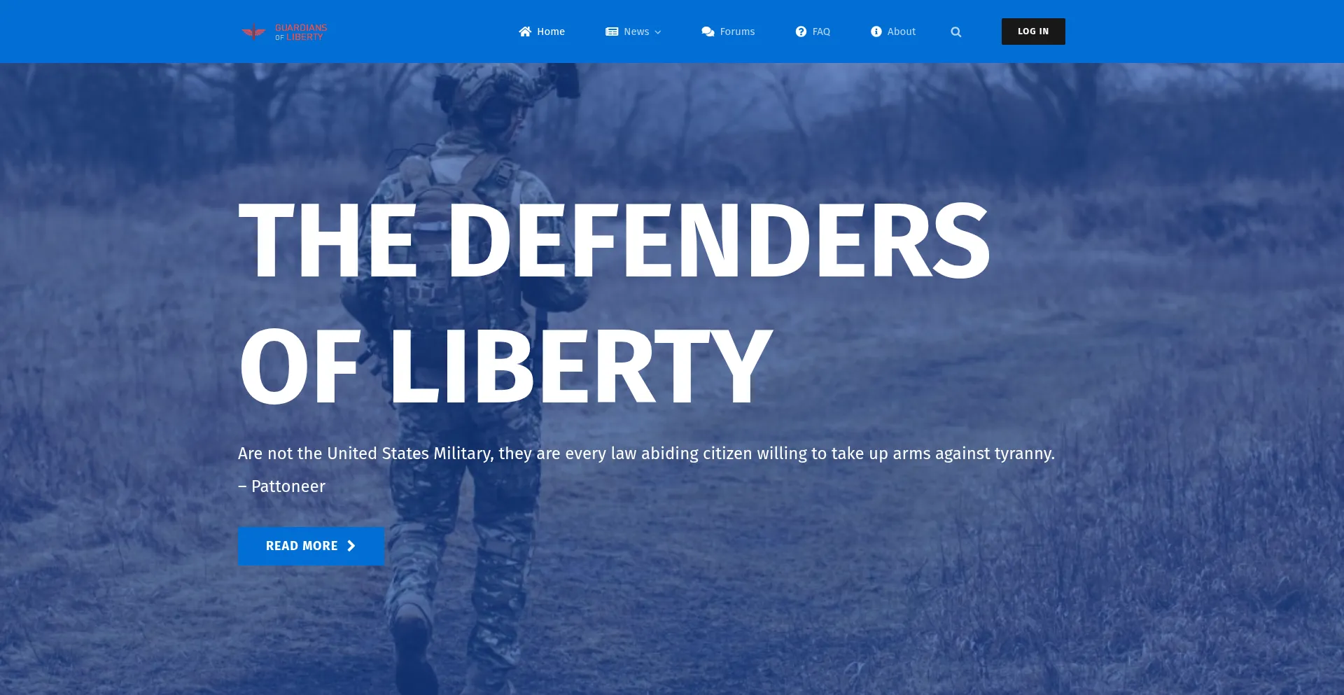 Website screenshot of Guardiansofliberty.us