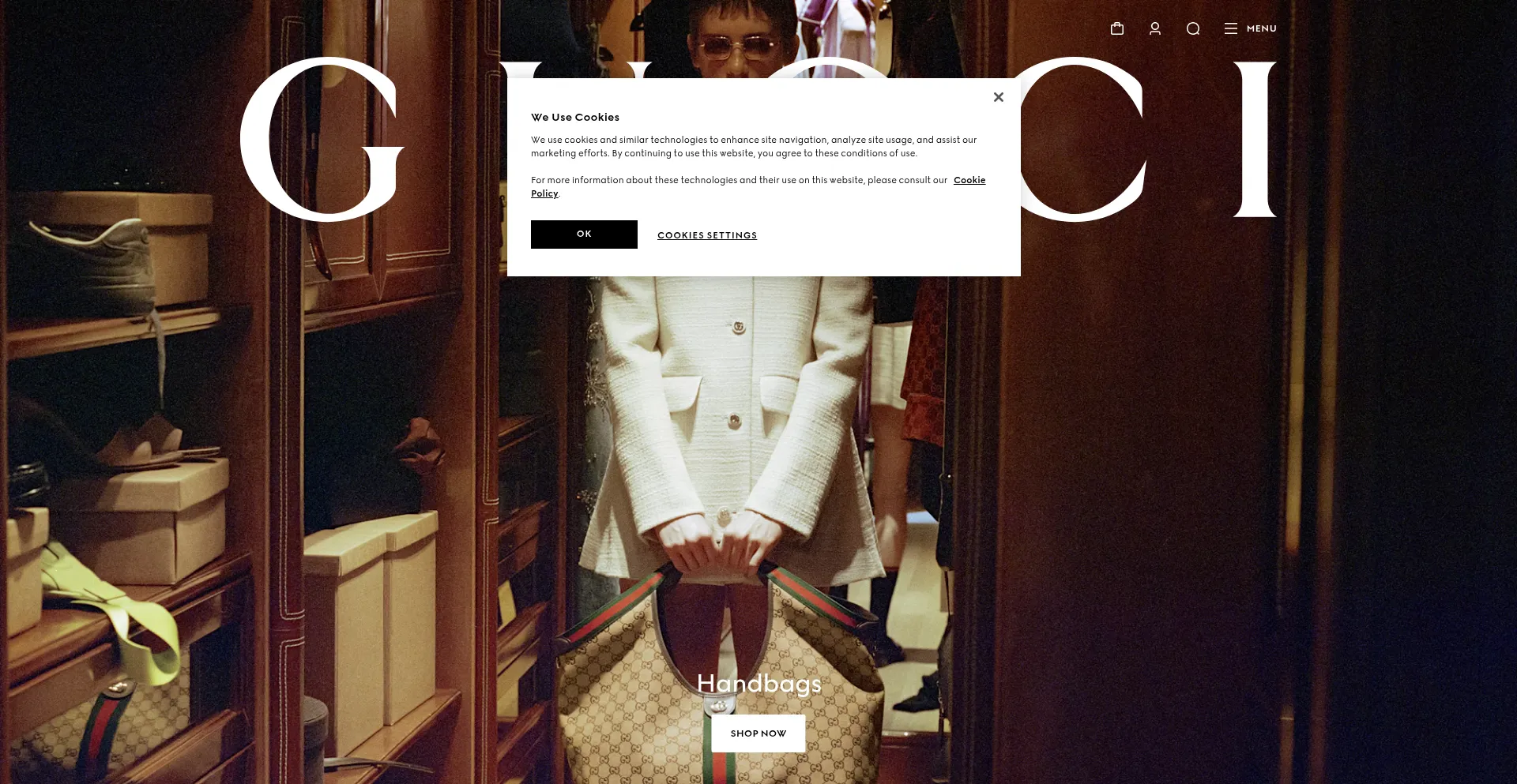 Website screenshot of Gucci.com