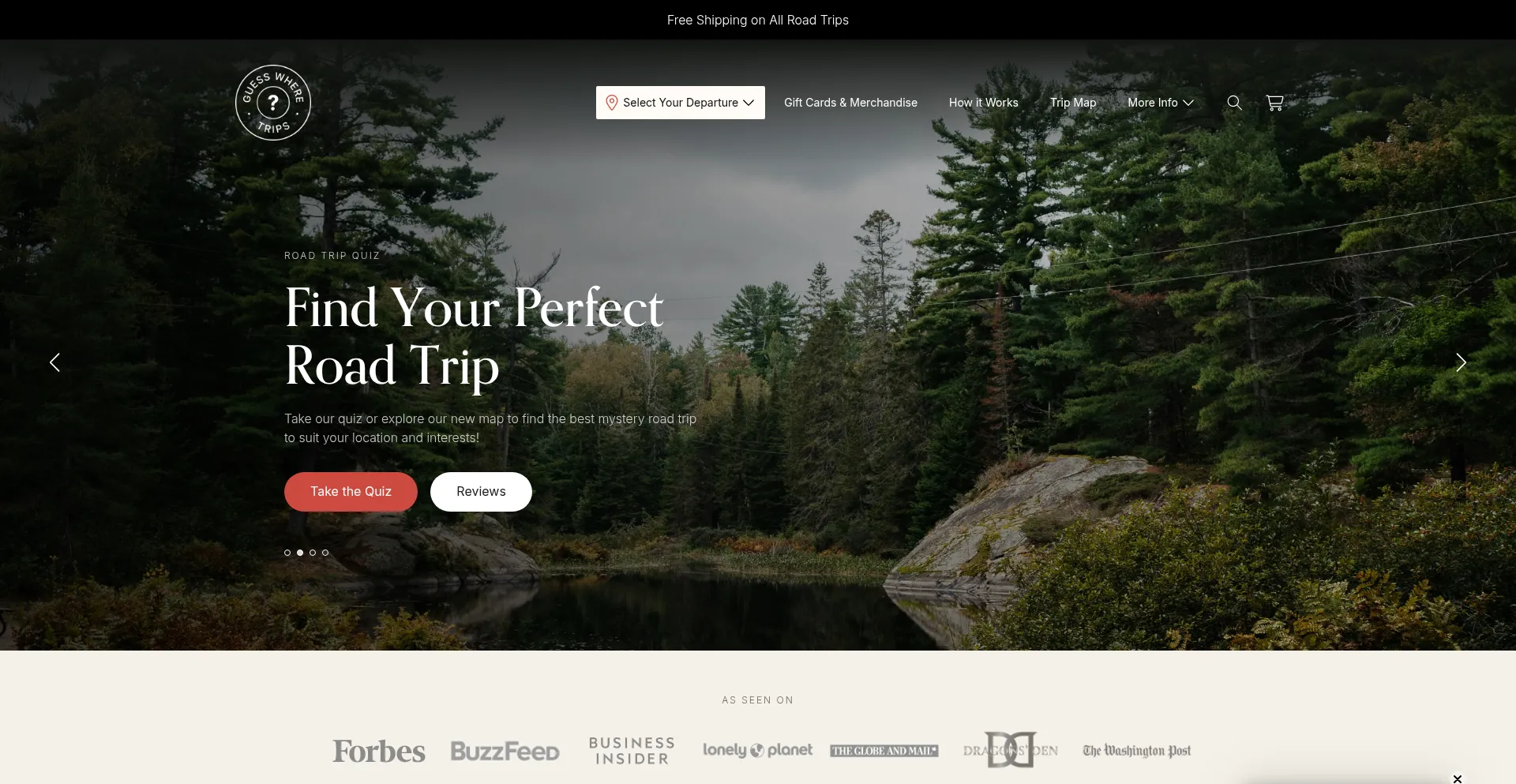 Website screenshot of Guesswheretrips.com