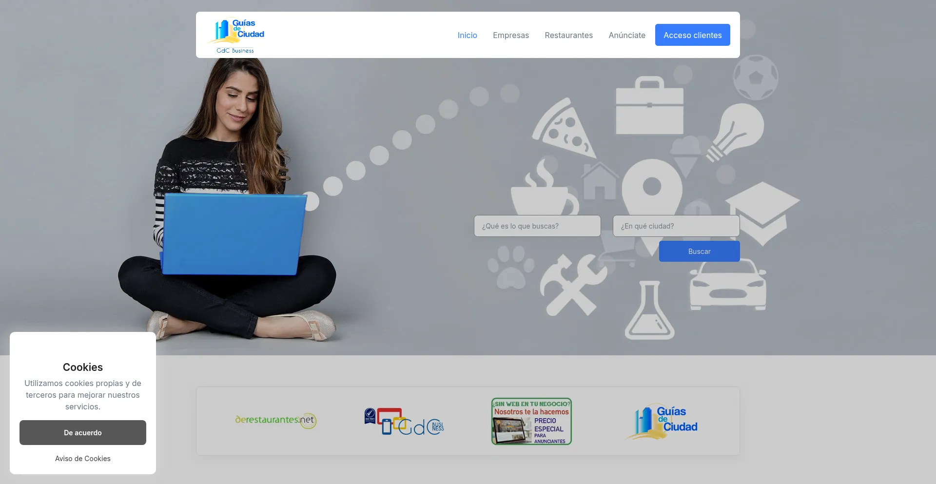 Website screenshot of Guiasdeciudad.com