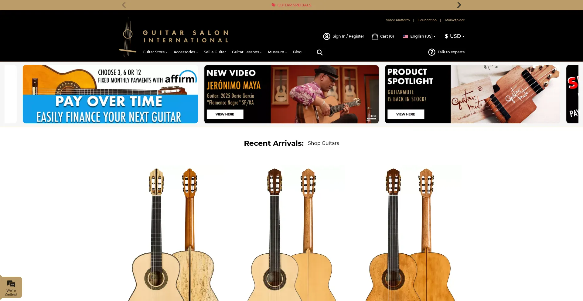 Website screenshot of Guitarsalon.com
