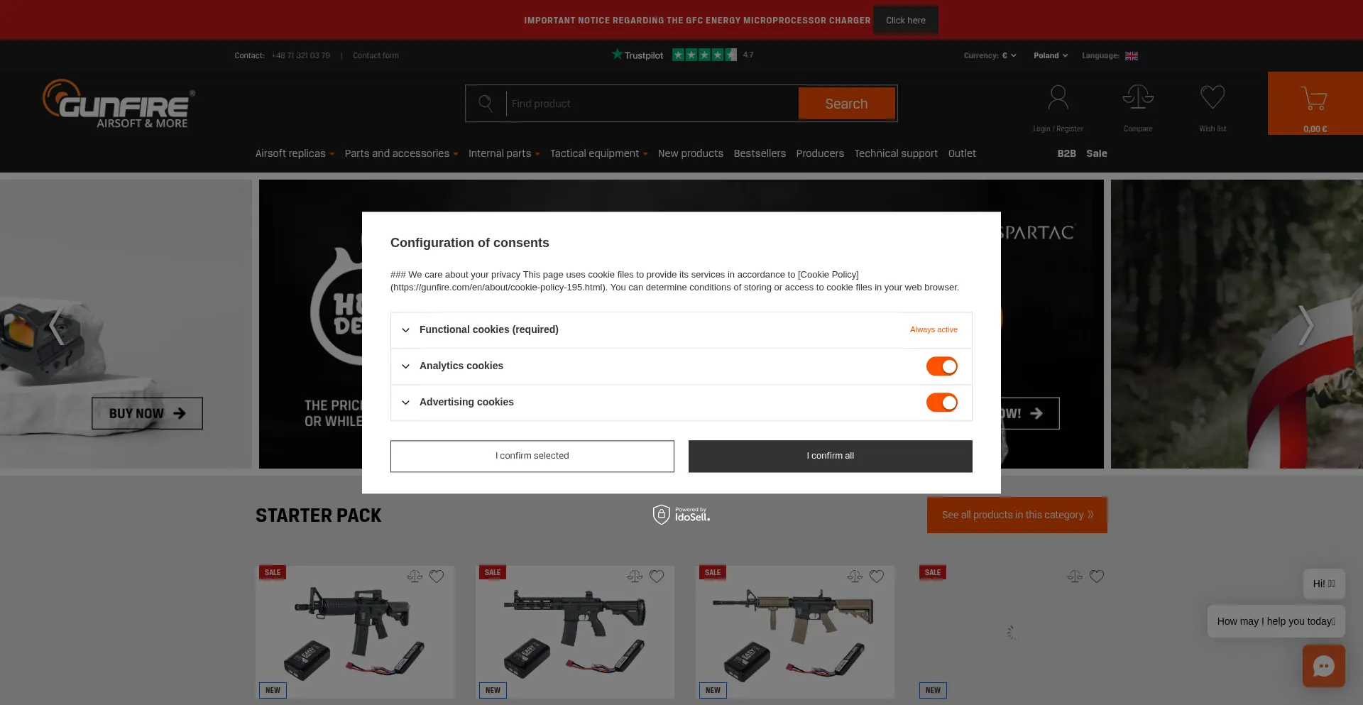 Website screenshot of Gunfire.com