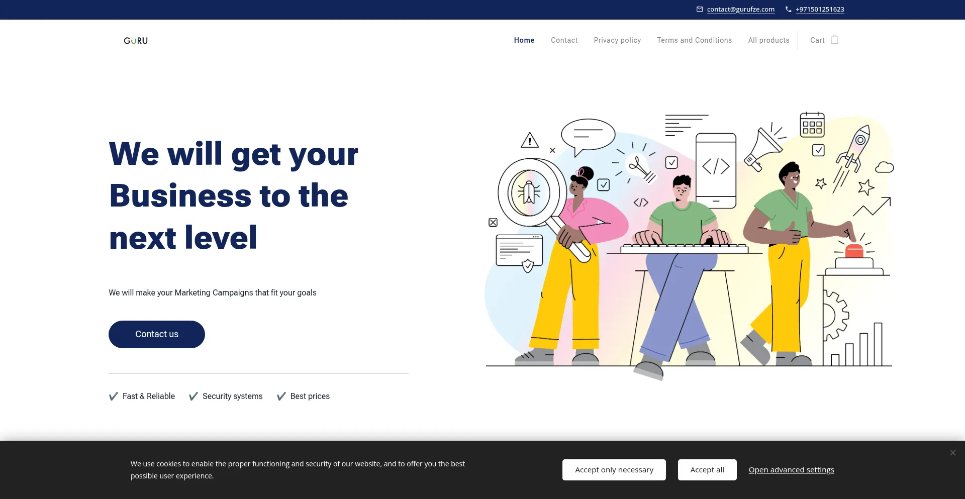 Website screenshot of Gurufze.com