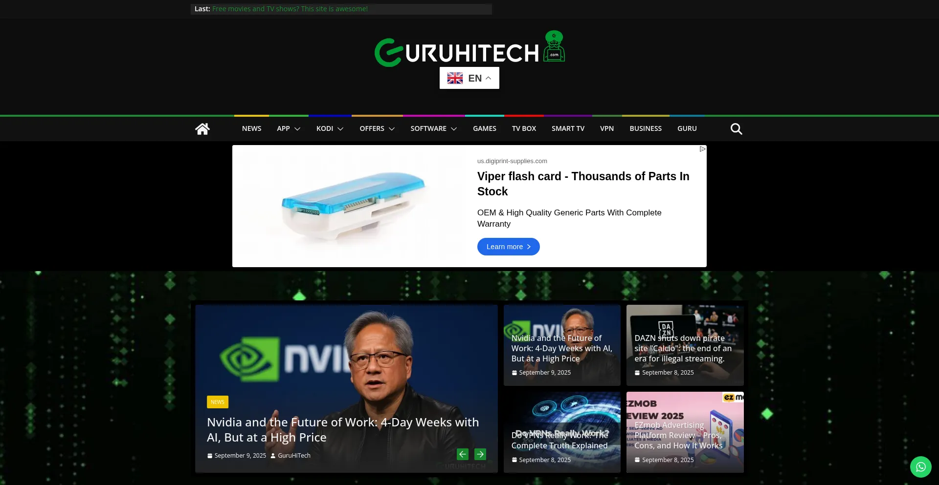 Website screenshot of Guruhitech.com
