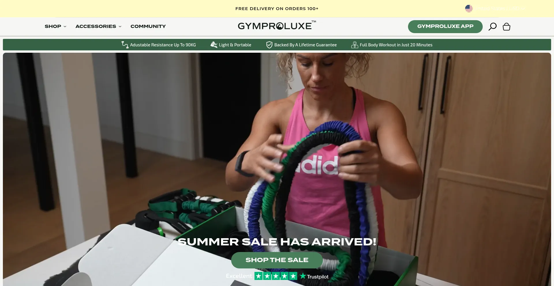 Website screenshot of Gymproluxe.com