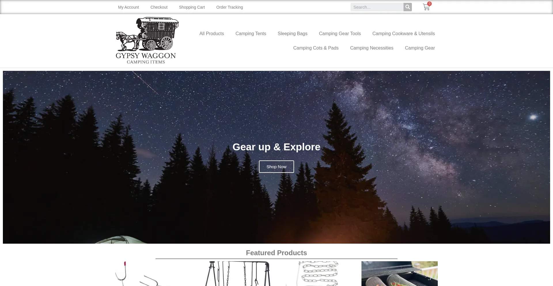 Website screenshot of Gypsywaggoncampingitems.com