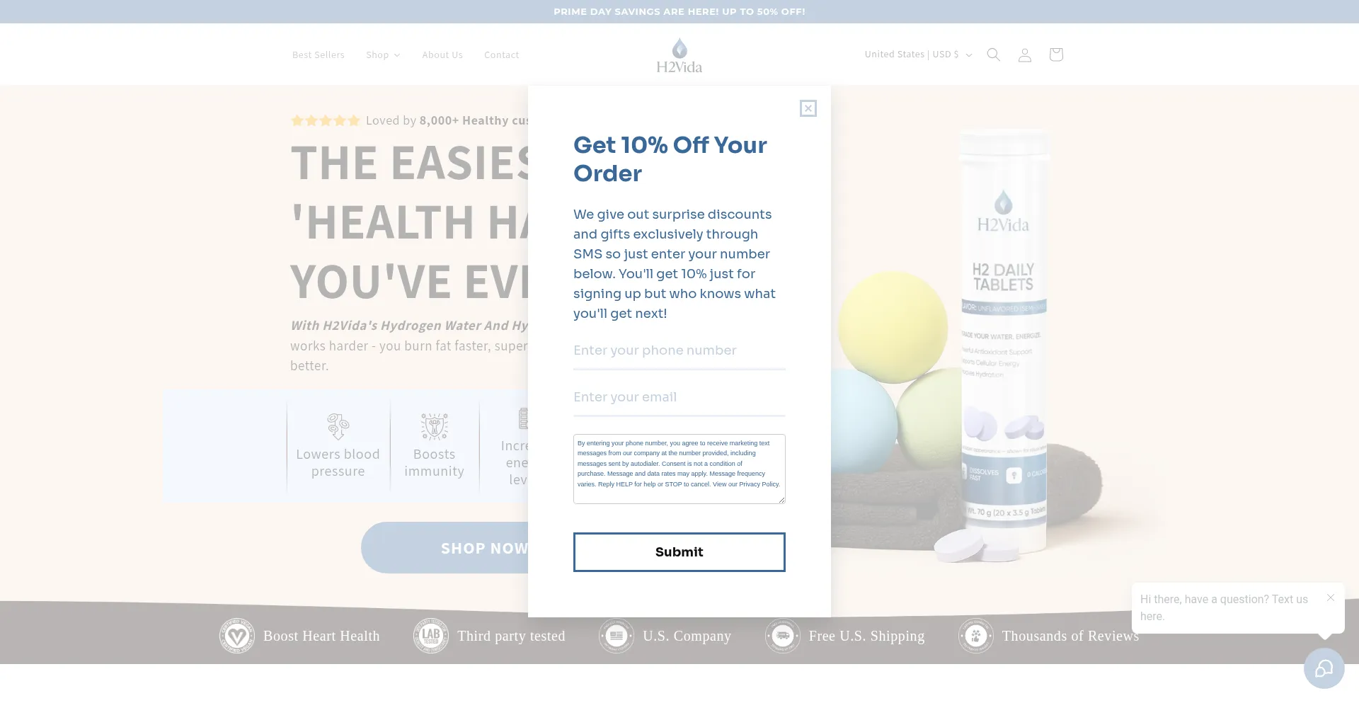 Website screenshot of H2vida.com