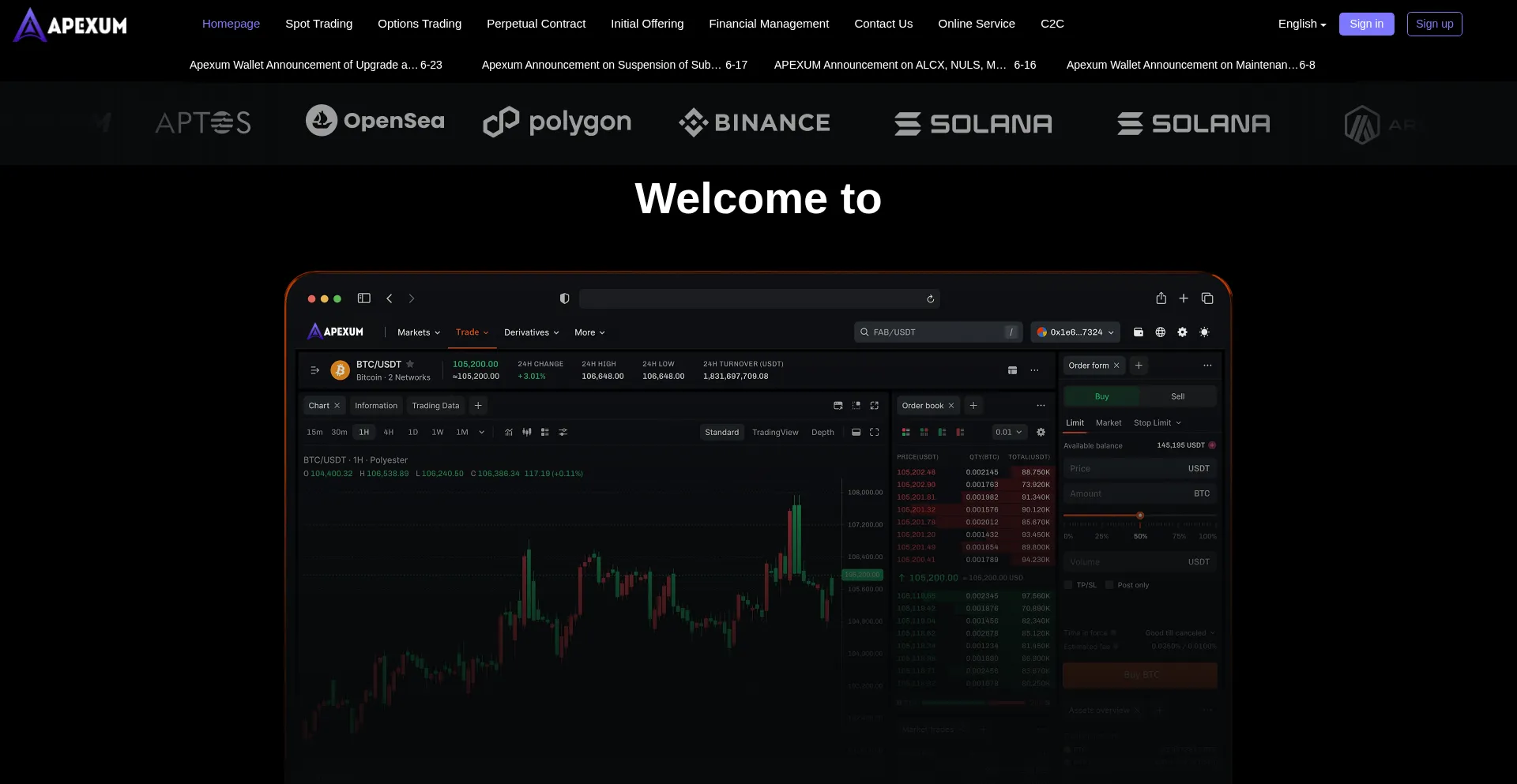 Website screenshot of H5.apexumcoin.vip
