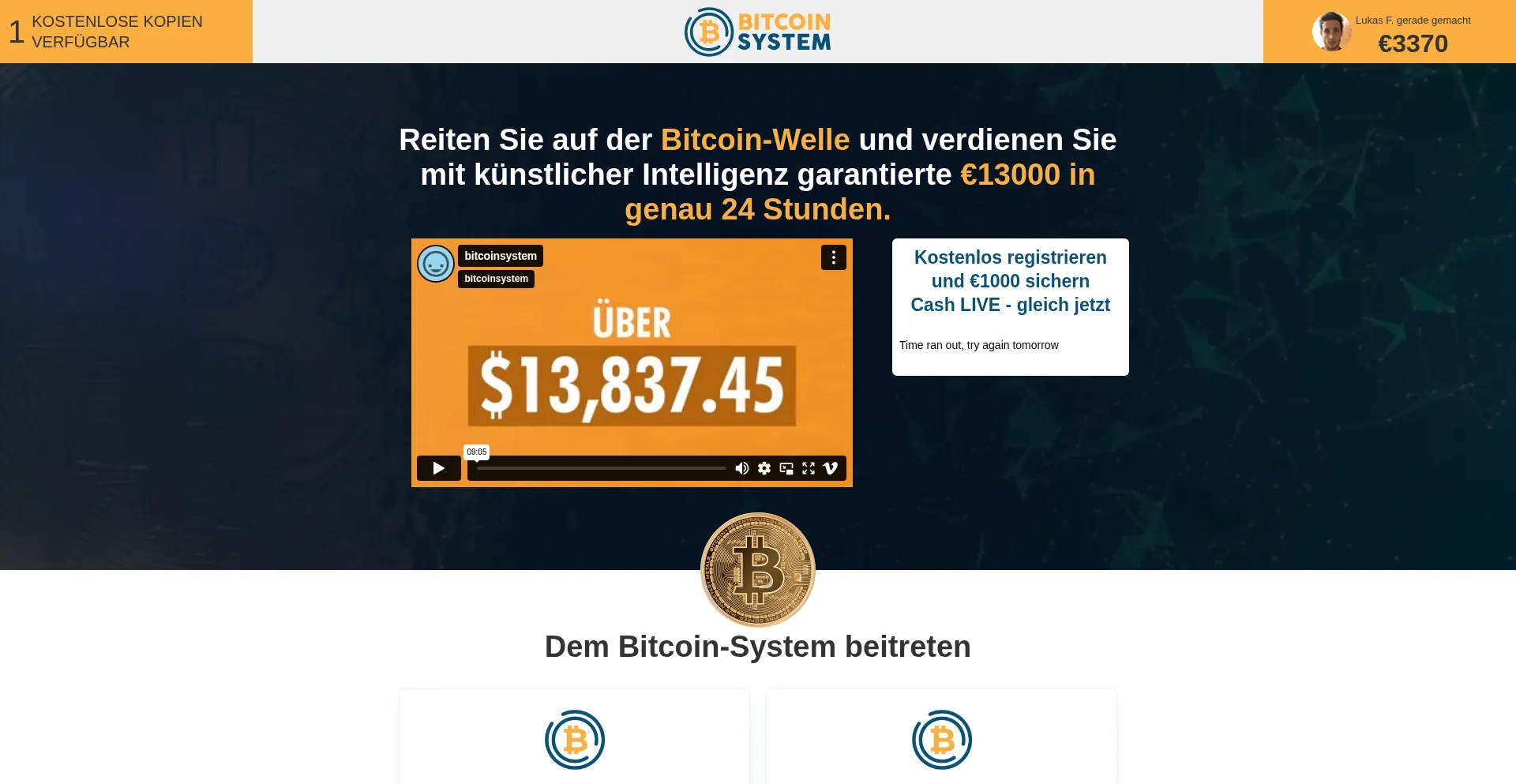 Website screenshot of H5.bitcoinxsystem.click