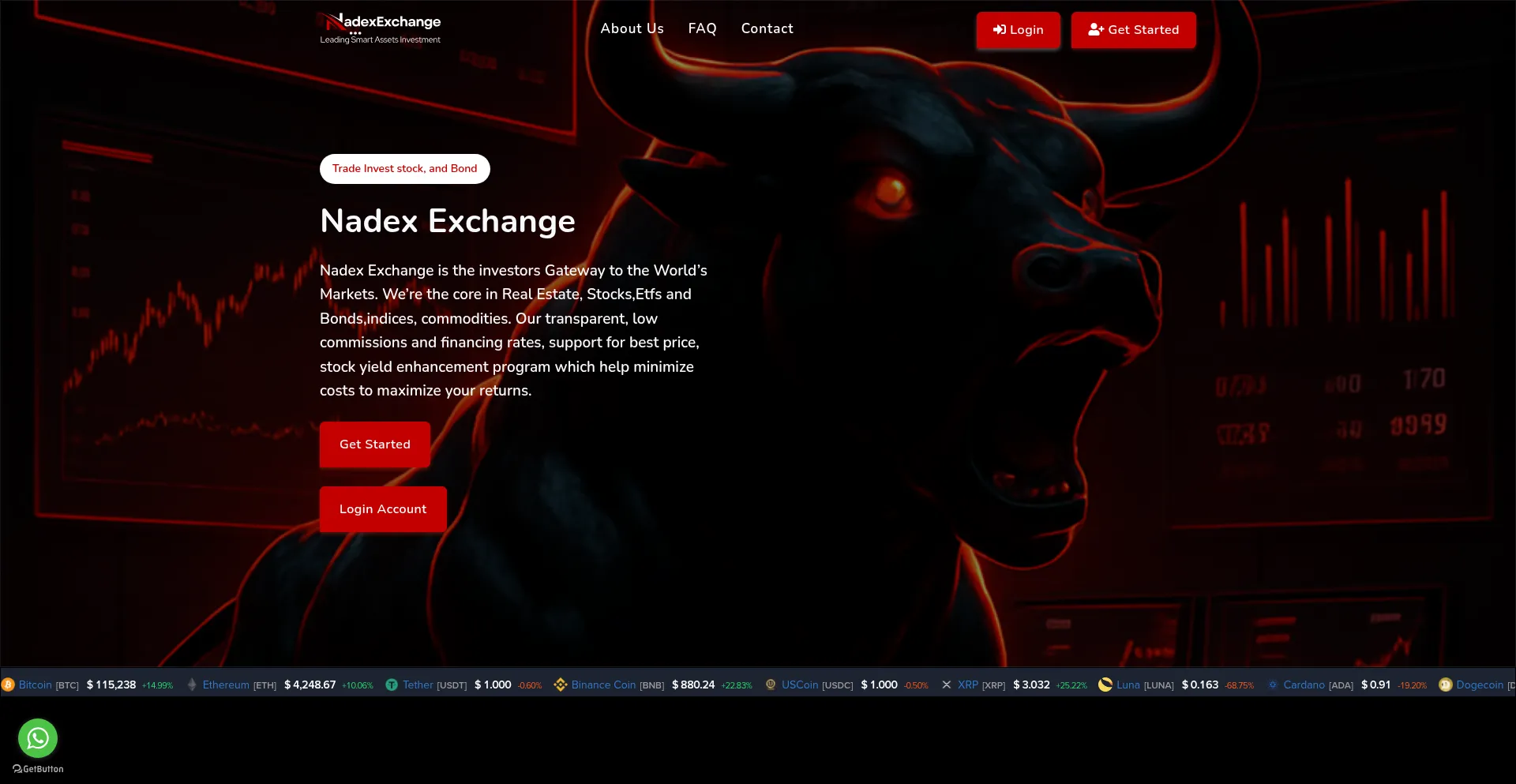Website screenshot of H5.nadexexchange.com