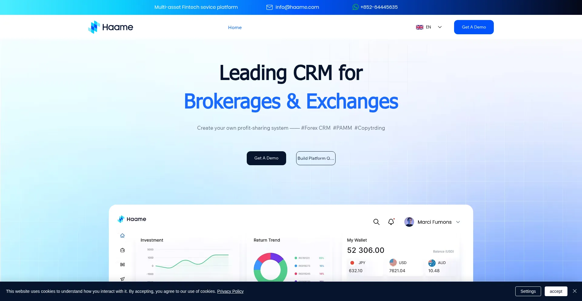 Website screenshot of Haame.com