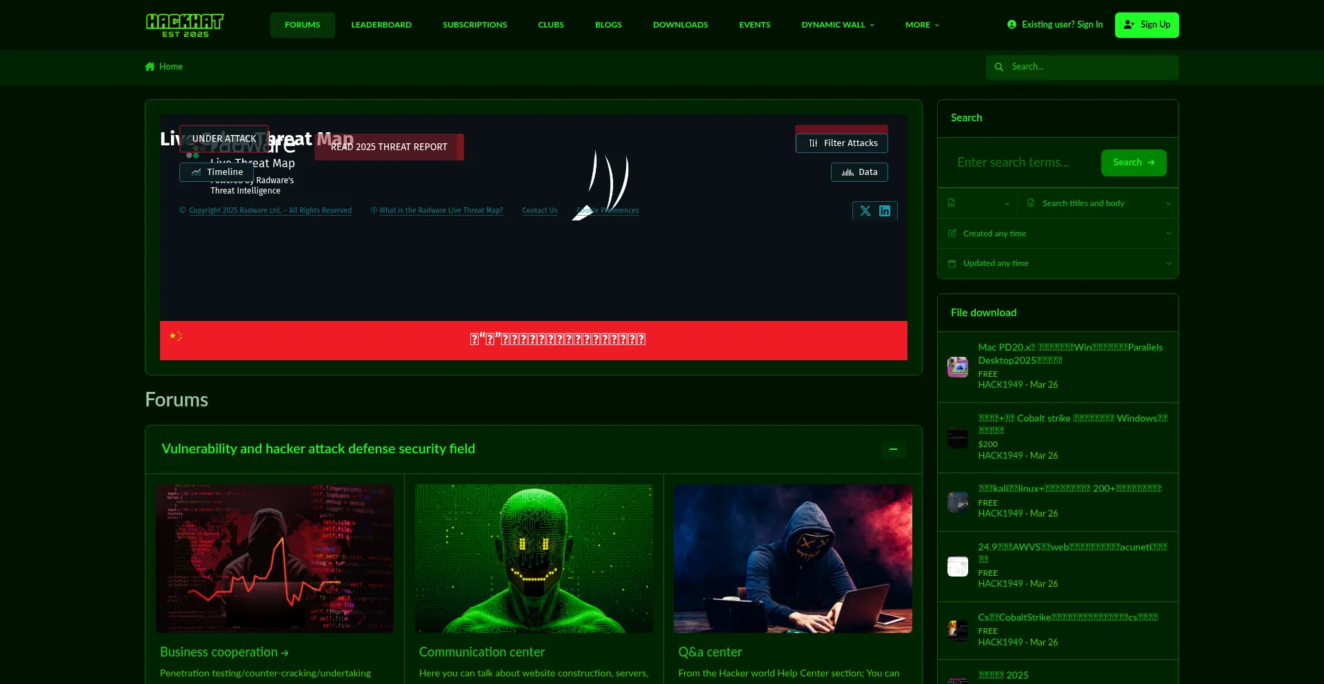 Website screenshot of Hackhat.org