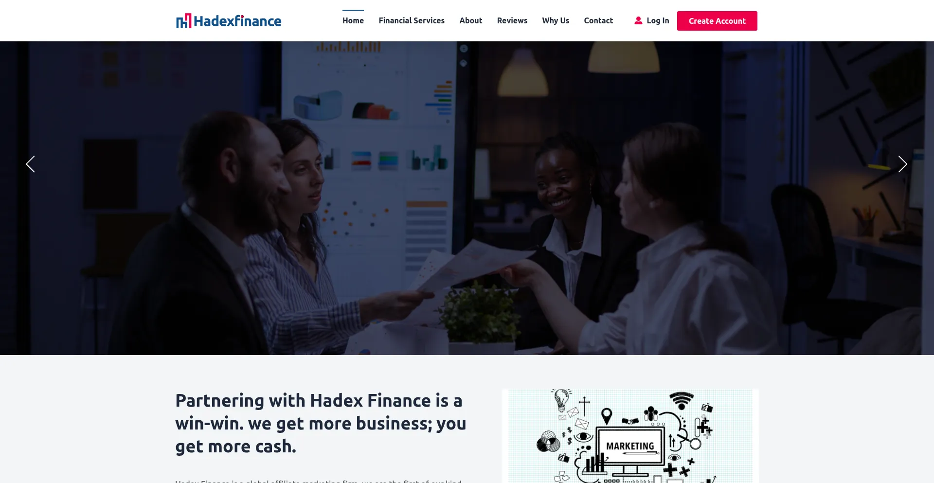 Website screenshot of Hadexfinance.com