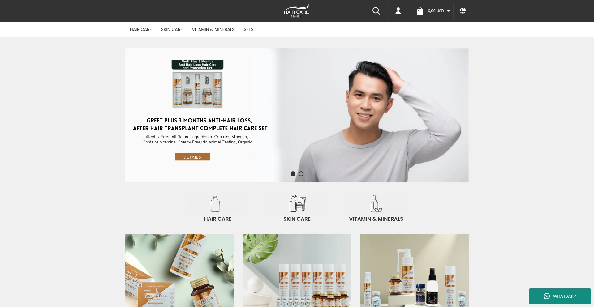 Website screenshot of Haircaremarkt.com